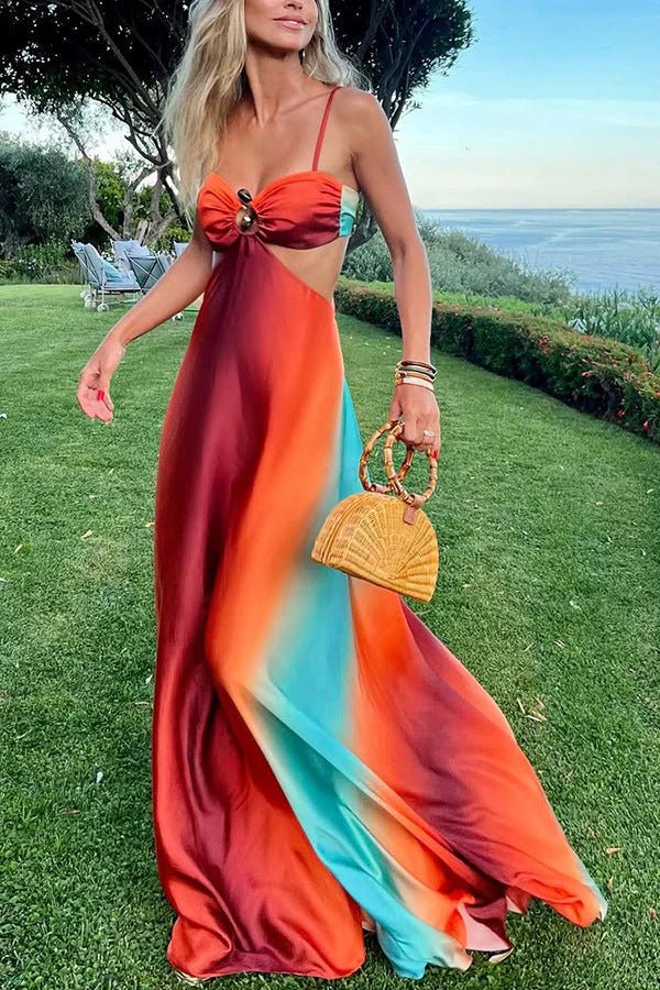 summer ombre maxi dress Clara – Women's Summer Ombre Cut-Out Maxi Dress – Davies & Cooper