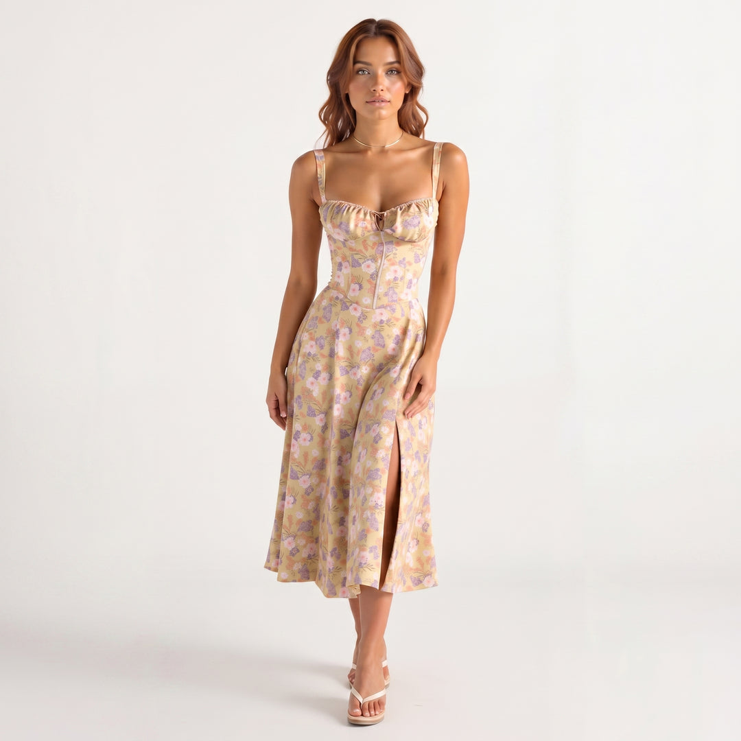 Georgia - Women's Summer Sweetheart Neck Midi Dress