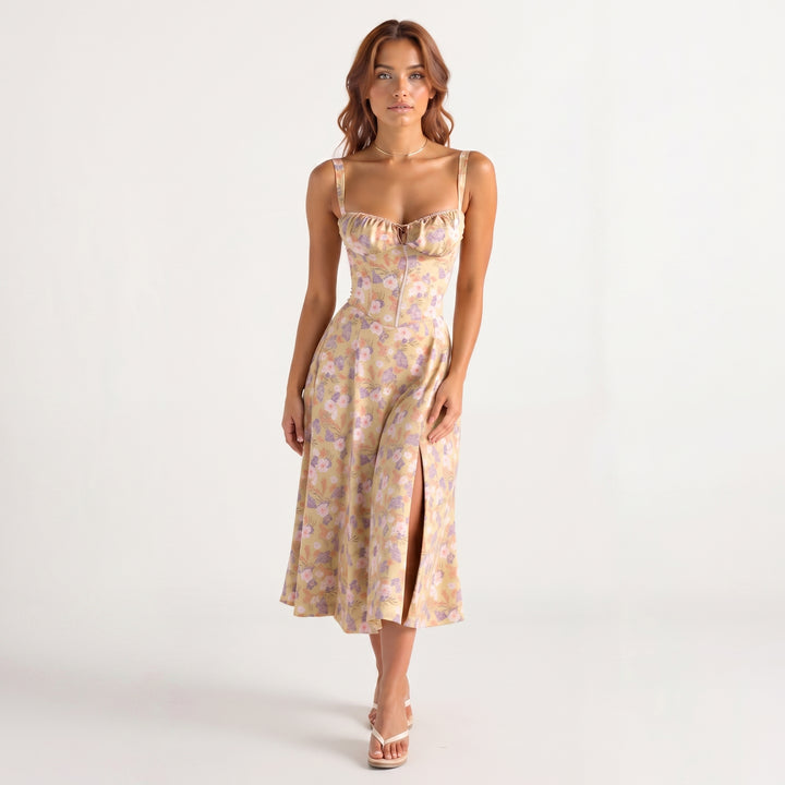 Georgia - Women's Summer Sweetheart Neck Midi Dress