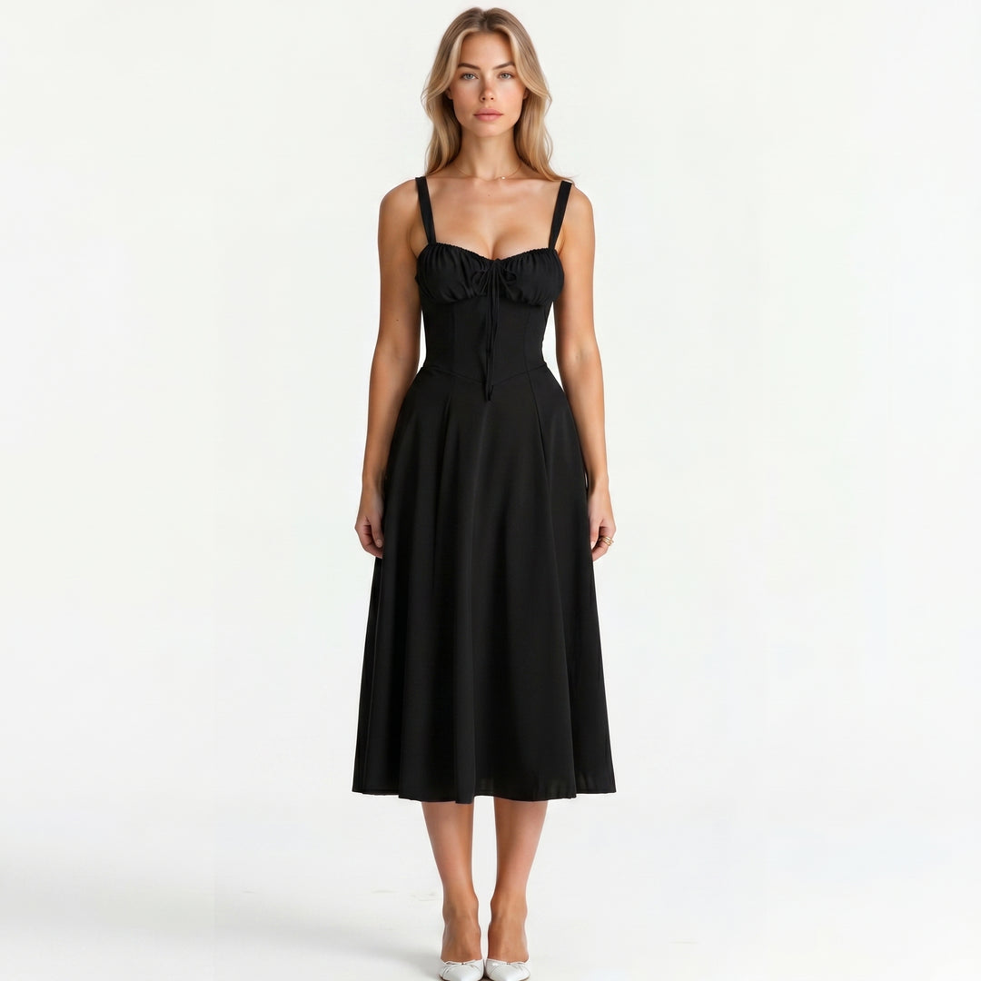 Georgia - Women's Summer Sweetheart Neck Midi Dress