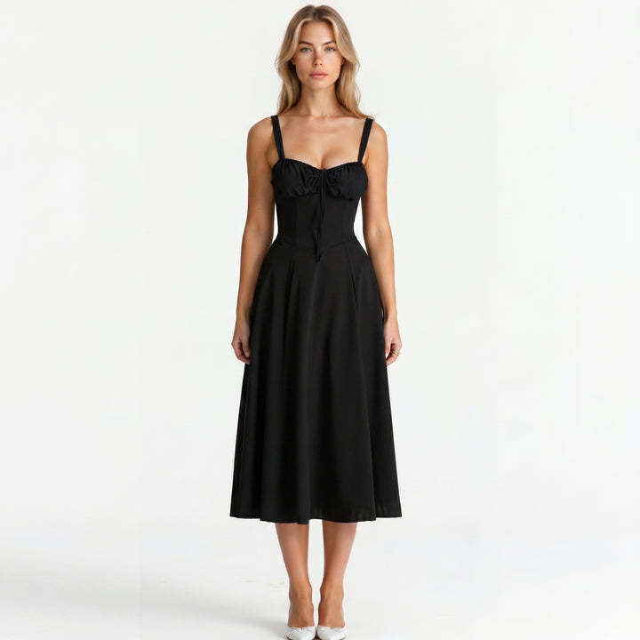 Georgia - Women's Summer Sweetheart Neck Midi Dress