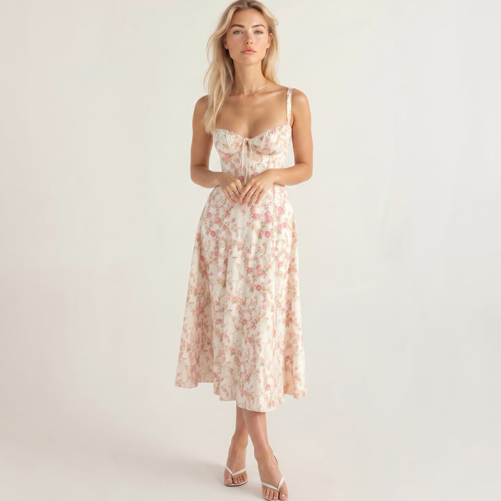 Georgia - Women's Summer Sweetheart Neck Midi Dress