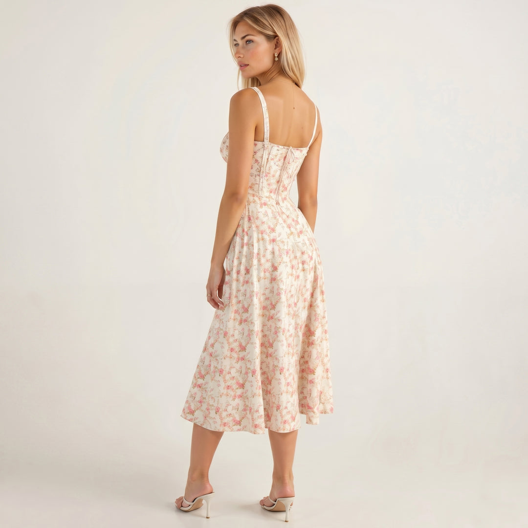 Georgia - Women's Summer Sweetheart Neck Midi Dress