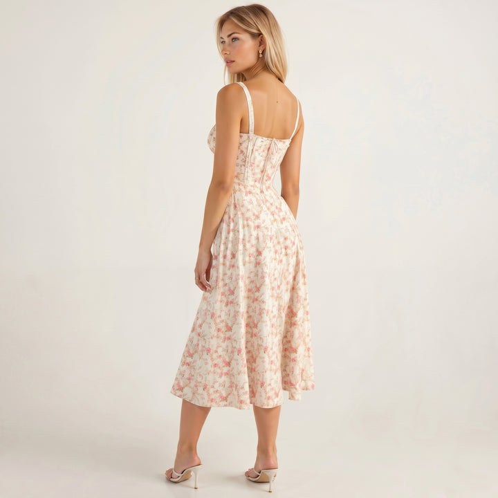 Georgia - Women's Summer Sweetheart Neck Midi Dress