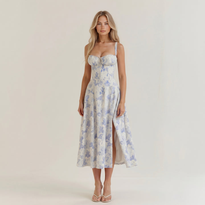 Georgia - Women's Summer Sweetheart Neck Midi Dress