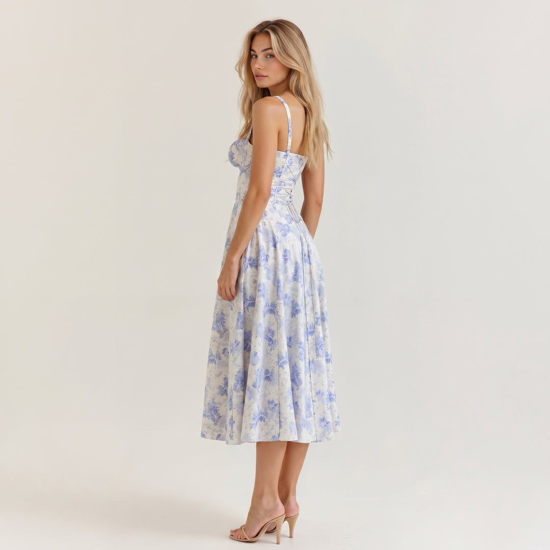 Georgia - Women's Summer Sweetheart Neck Midi Dress