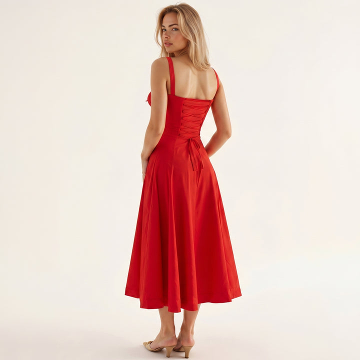 Georgia - Women's Summer Sweetheart Neck Midi Dress