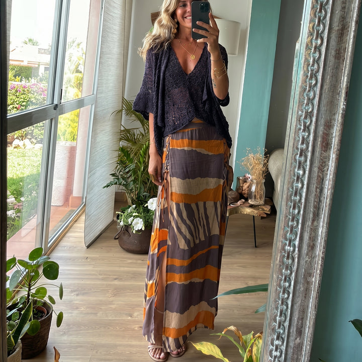 Freya - Women's Summer Boho Striped Maxi Skirt