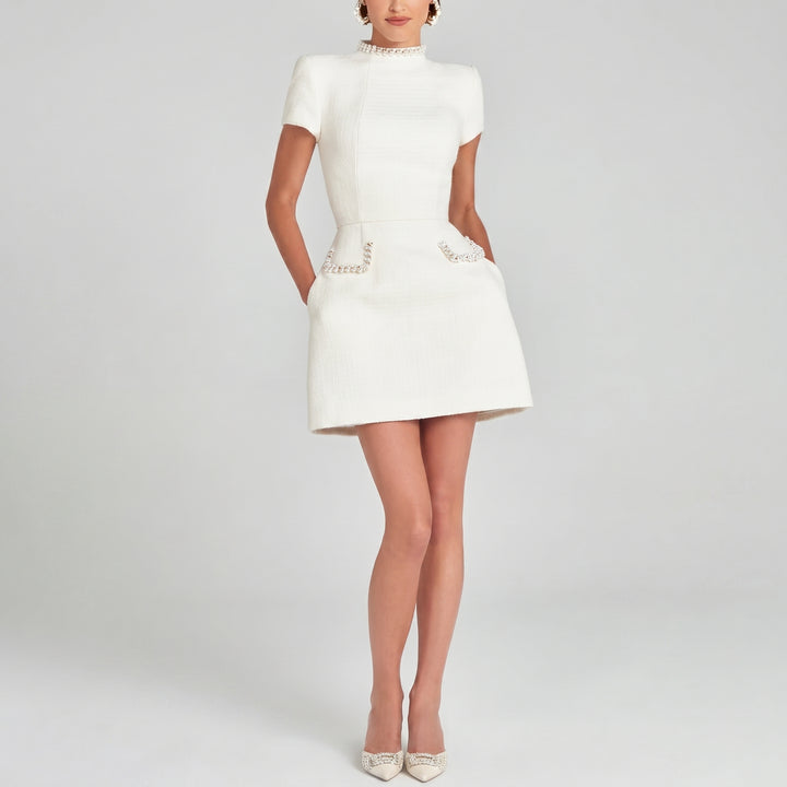 Sophie - Women's Party Pearl Tweed Mini Dress