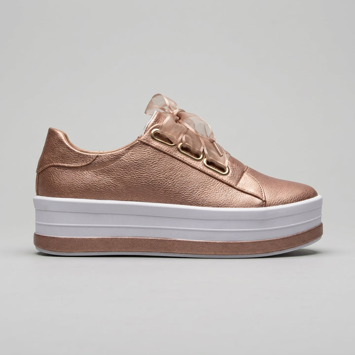 Carina - Women's Ribbon Lace-Up Platform Trainers