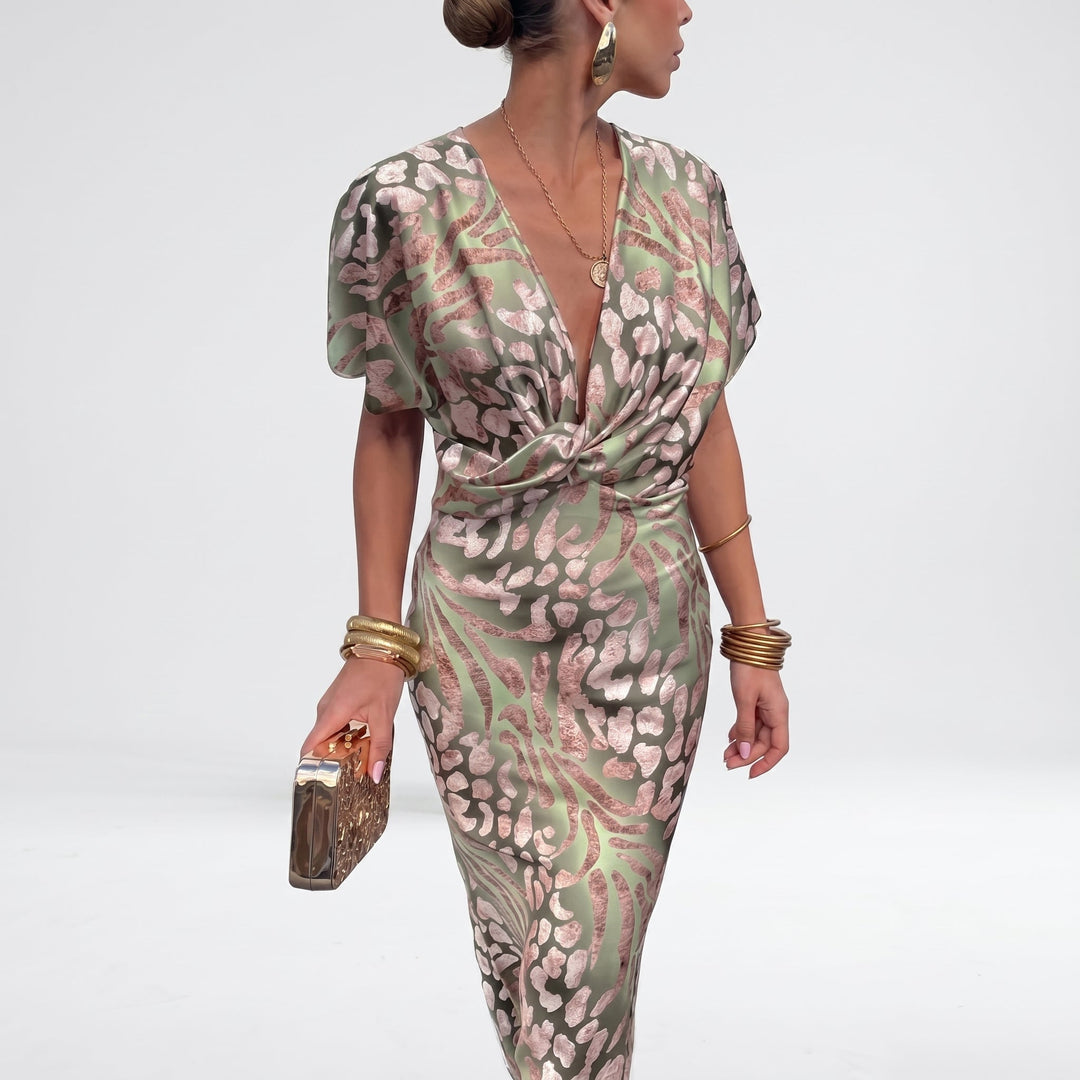 Rosie - Women's Twist Front Wedding Guest Maxi Dress