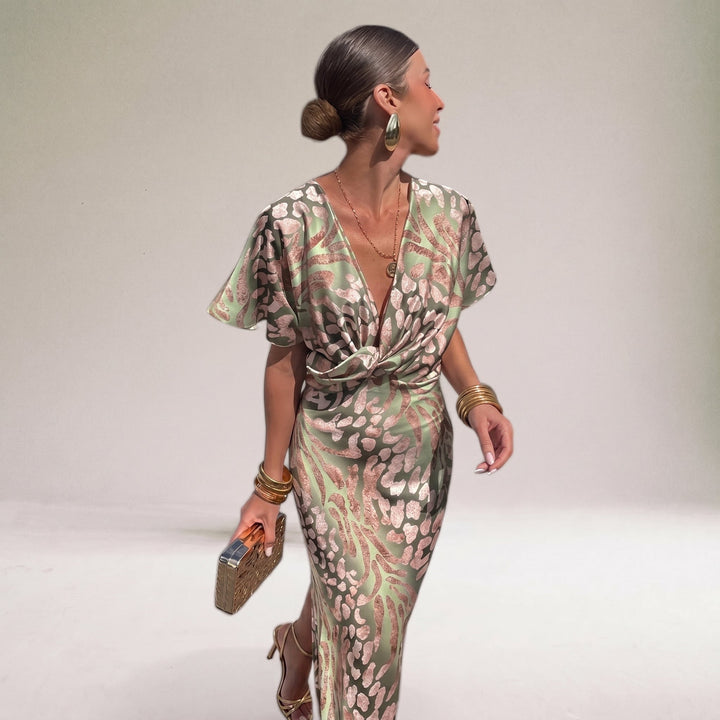 Rosie - Women's Twist Front Wedding Guest Maxi Dress