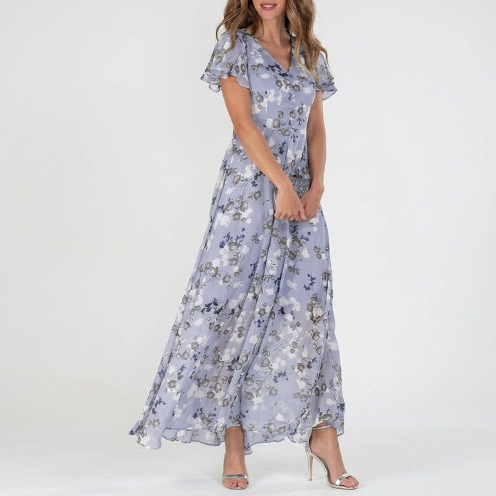 Georgia - Women's Summer Floral Flutter Sleeve Maxi Dress