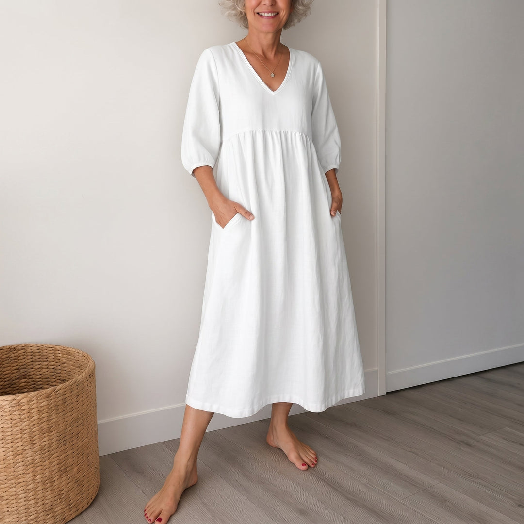 Georgia - Women's Summer Puff Sleeve Midi Dress