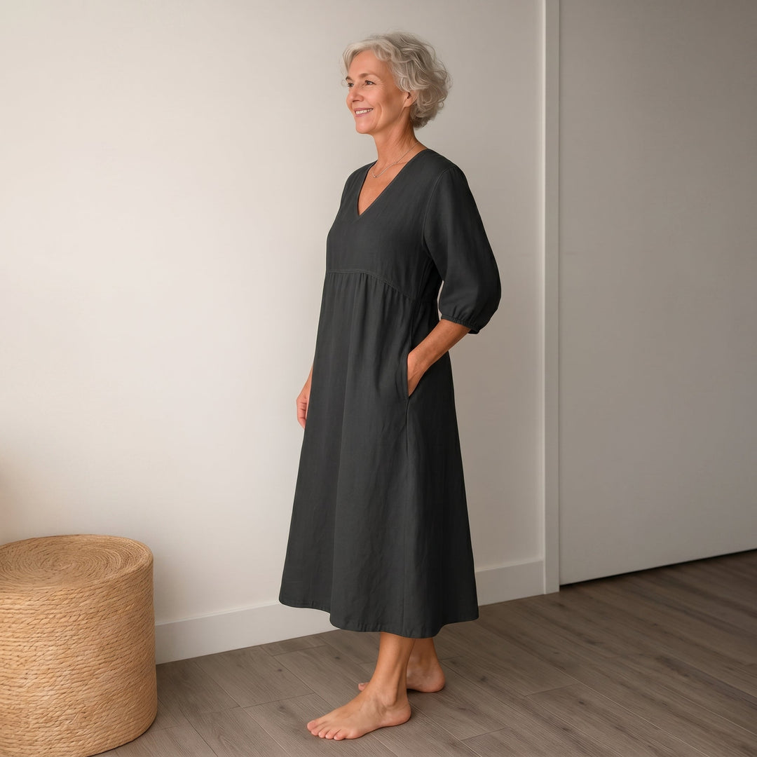 Georgia - Women's Summer Puff Sleeve Midi Dress