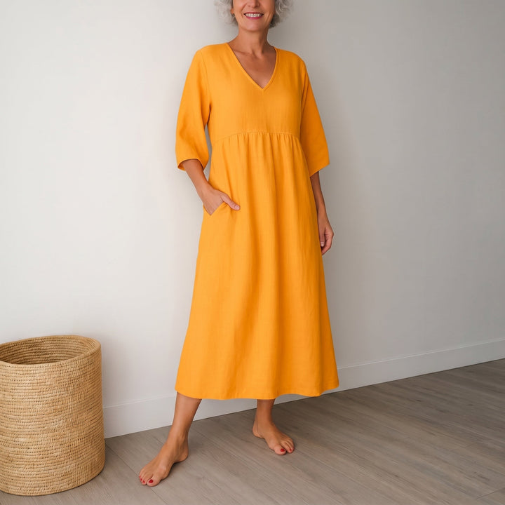 Georgia - Women's Summer Puff Sleeve Midi Dress