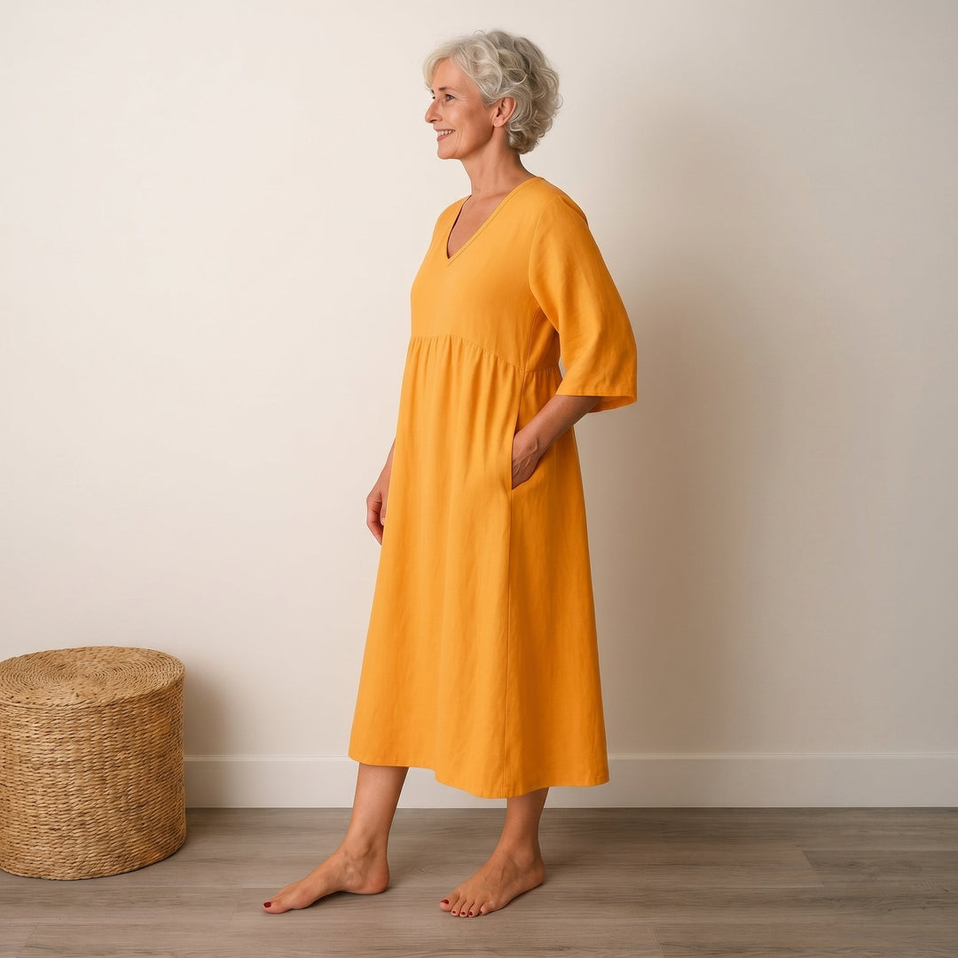 Georgia - Women's Summer Puff Sleeve Midi Dress