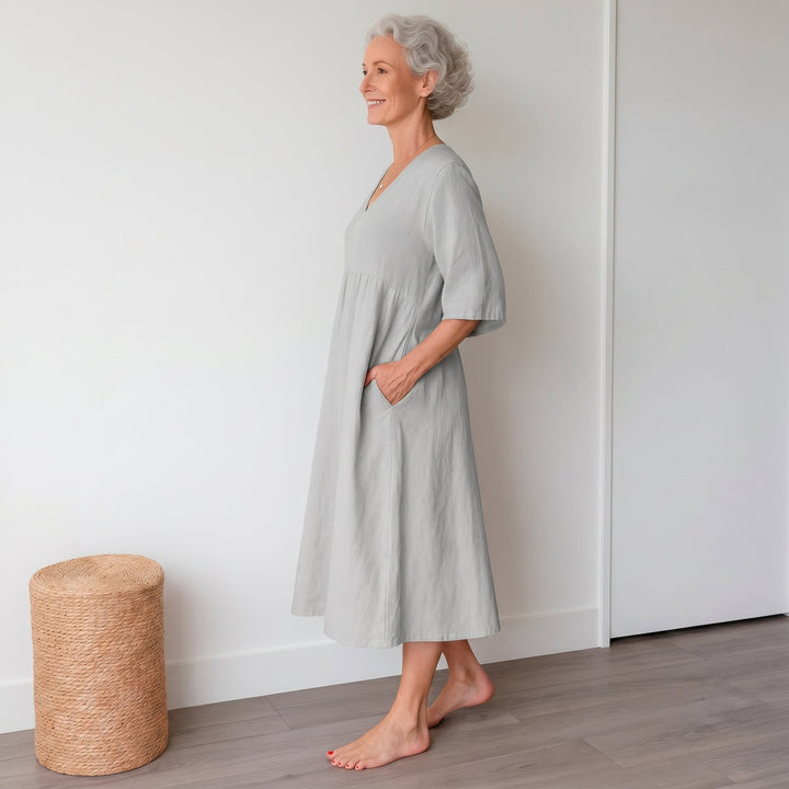Georgia - Women's Summer Puff Sleeve Midi Dress