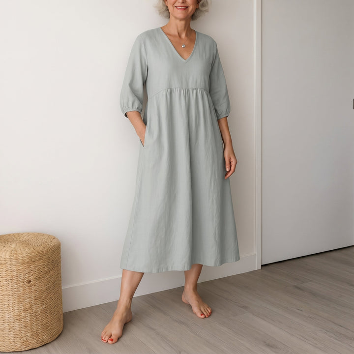 Georgia - Women's Summer Puff Sleeve Midi Dress