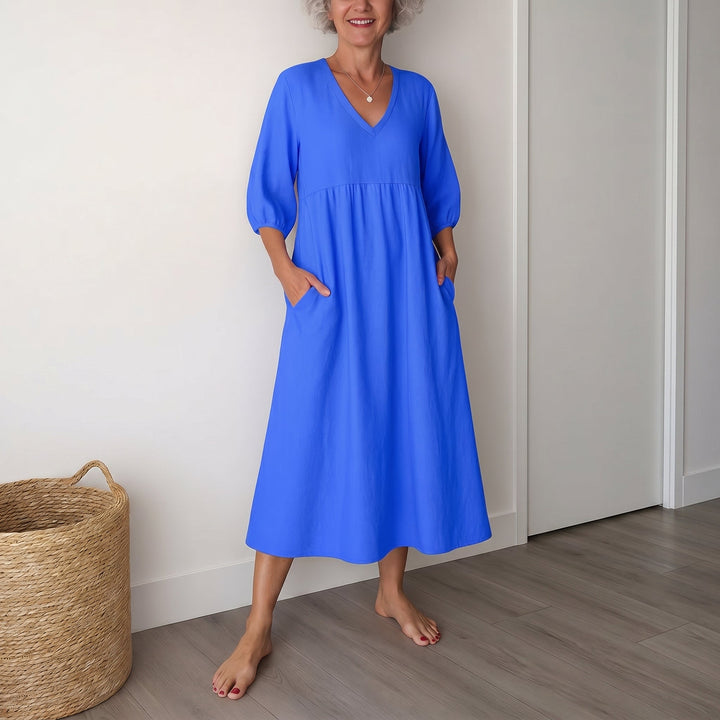 Georgia - Women's Summer Puff Sleeve Midi Dress