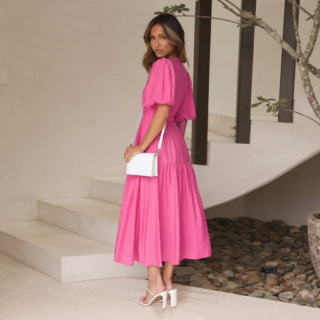 Emma - Women's Summer Puff Sleeve Midi Dress