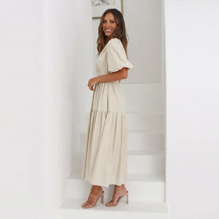 Emma - Women's Summer Puff Sleeve Midi Dress
