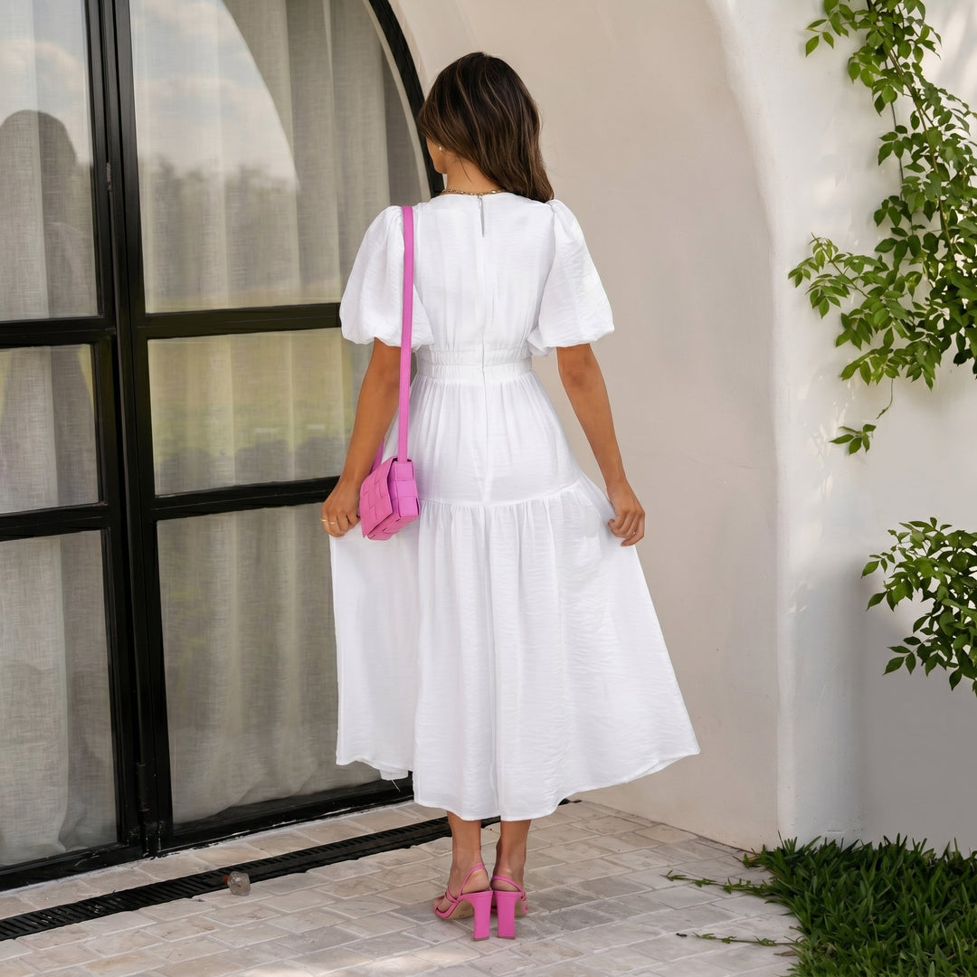 Emma - Women's Summer Puff Sleeve Midi Dress