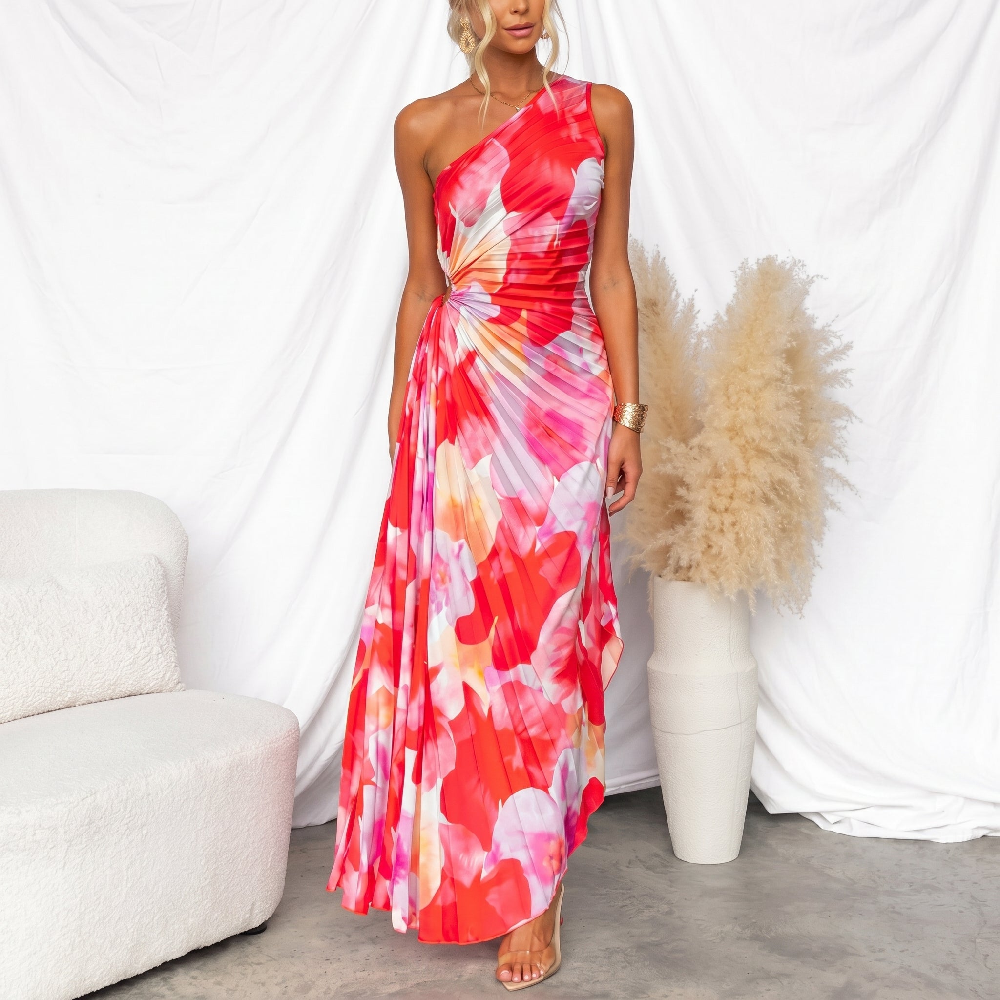 Clara - Women's Summer Floral Pleated Twist Maxi Dress