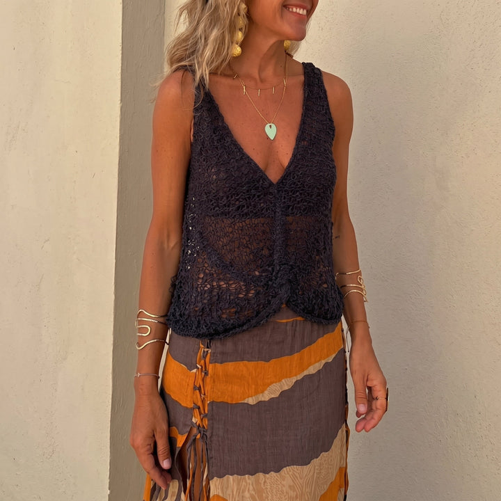 Phoebe - Women's Boho Crochet Sleeveless V-Neck Top