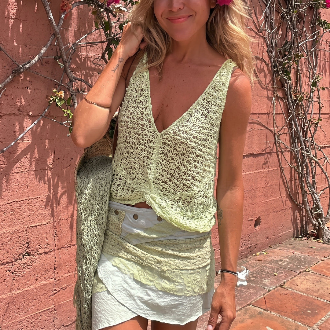 Phoebe - Women's Boho Crochet Sleeveless V-Neck Top
