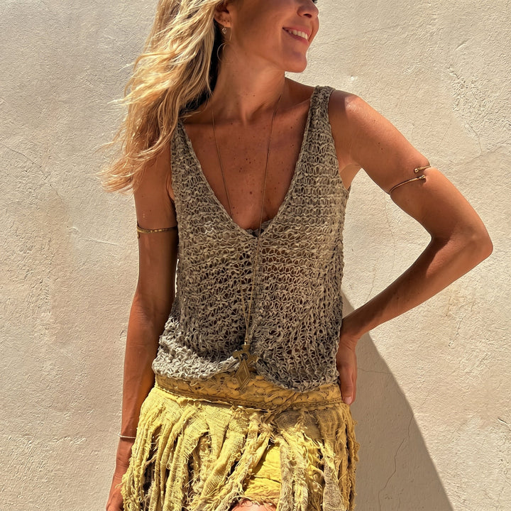 Phoebe - Women's Boho Crochet Sleeveless V-Neck Top