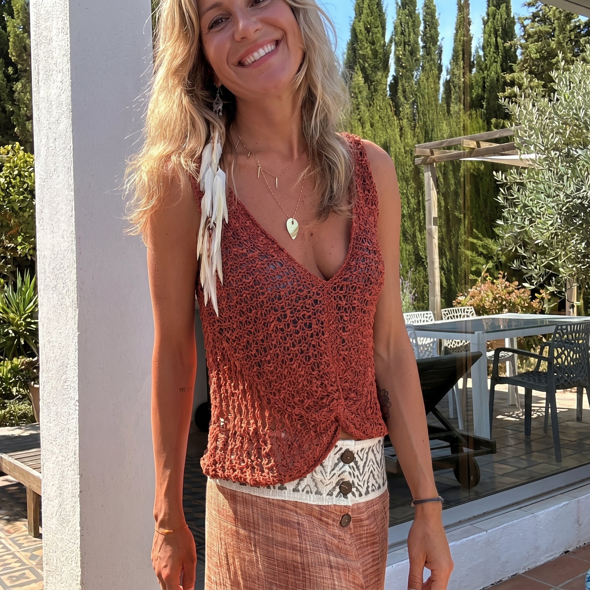 Phoebe - Women's Boho Crochet Sleeveless V-Neck Top