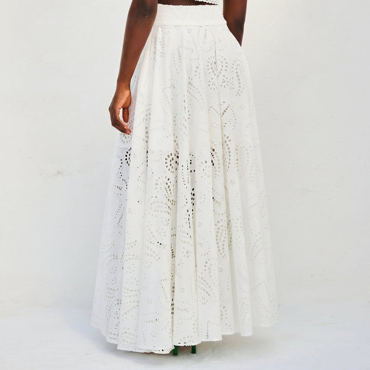 Phoebe - Women's Lace Sleeveless Crop Top and Maxi Skirt Set