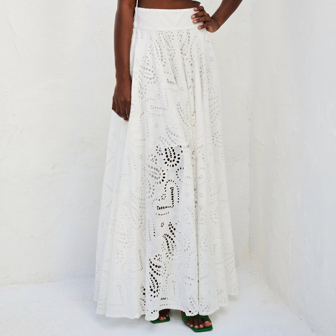 Phoebe - Women's Lace Sleeveless Crop Top and Maxi Skirt Set