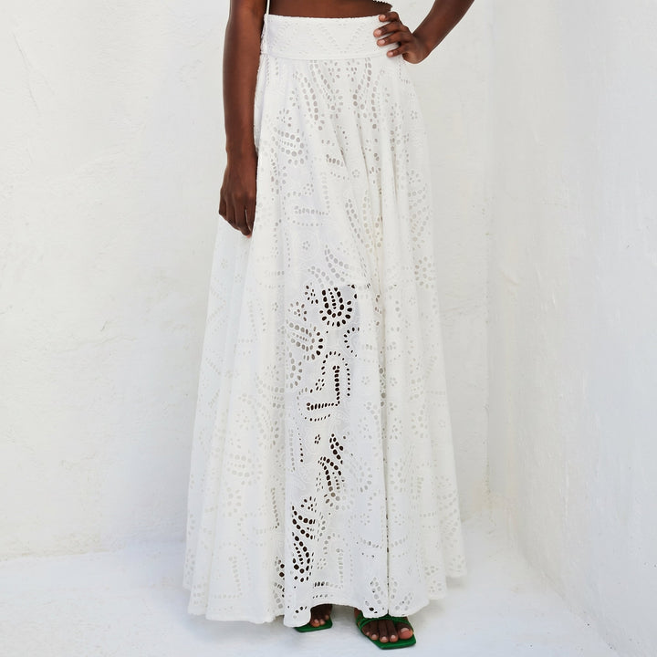 Phoebe - Women's Lace Sleeveless Crop Top and Maxi Skirt Set