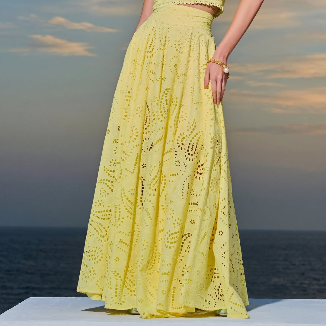 Phoebe - Women's Lace Sleeveless Crop Top and Maxi Skirt Set