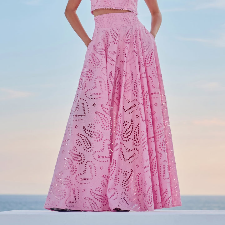 Phoebe - Women's Lace Sleeveless Crop Top and Maxi Skirt Set
