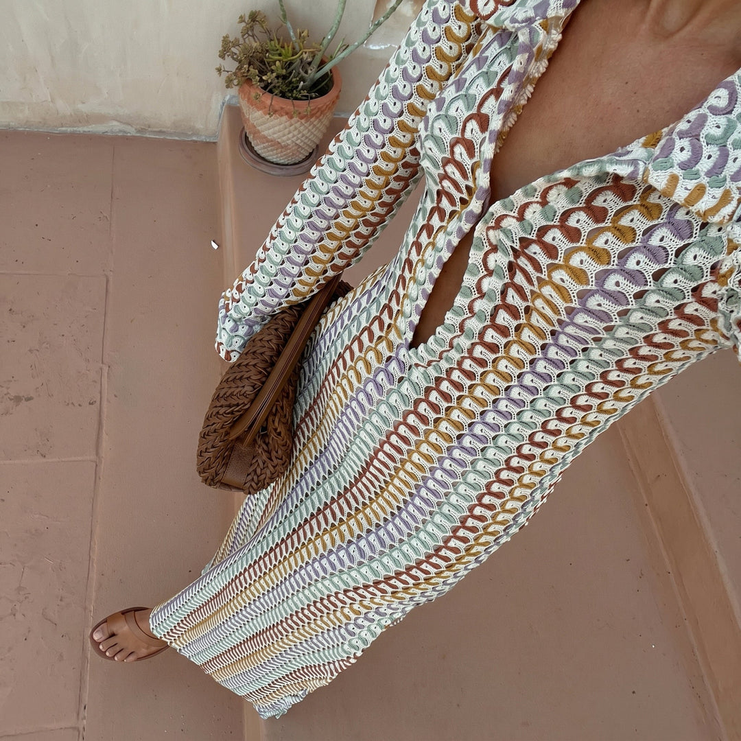 Clara - Women's Summer Crochet V-Neck Maxi Dress