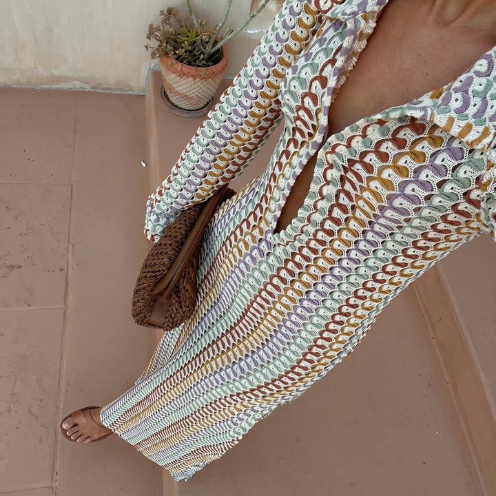 Clara - Women's Summer Crochet V-Neck Maxi Dress