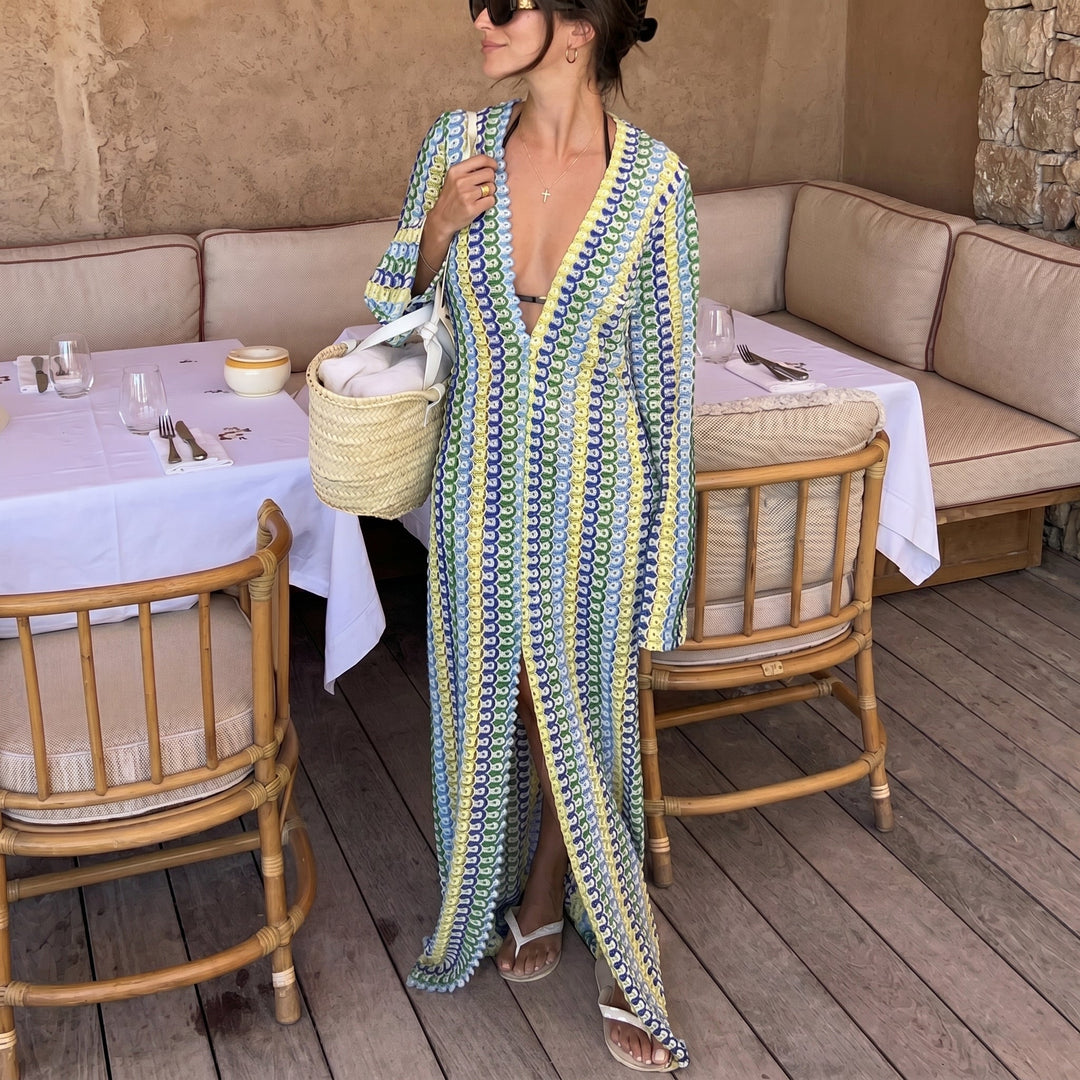 Clara - Women's Summer Crochet V-Neck Maxi Dress