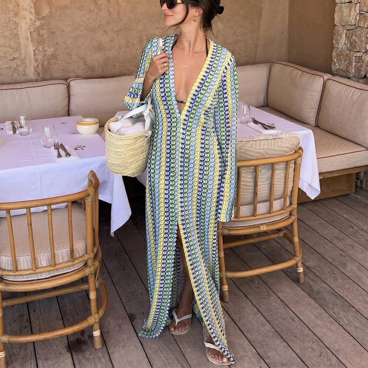 Clara - Women's Summer Crochet V-Neck Maxi Dress