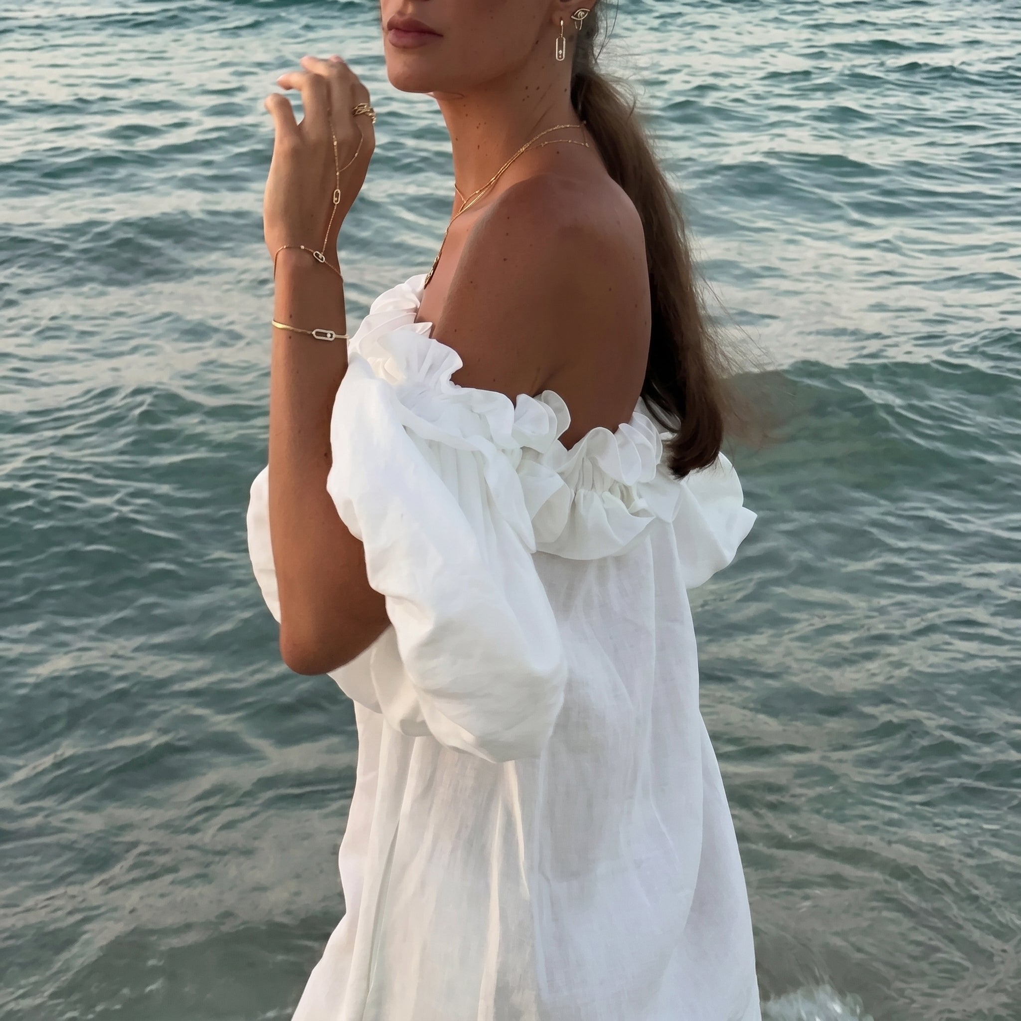 Clara - Women's Summer Off-Shoulder Ruffle Maxi Dress with Side Split