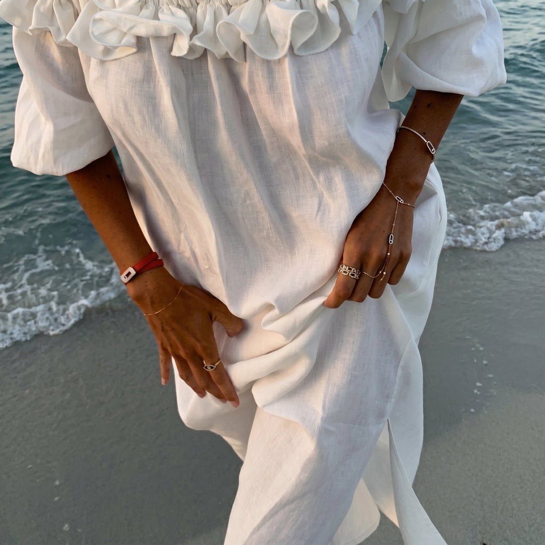 Clara - Women's Summer Off-Shoulder Ruffle Maxi Dress with Side Split