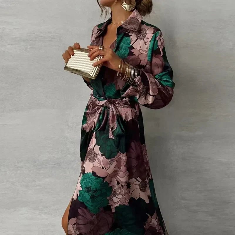 Clara - Women's Floral Wrap Long Sleeves Maxi Dress