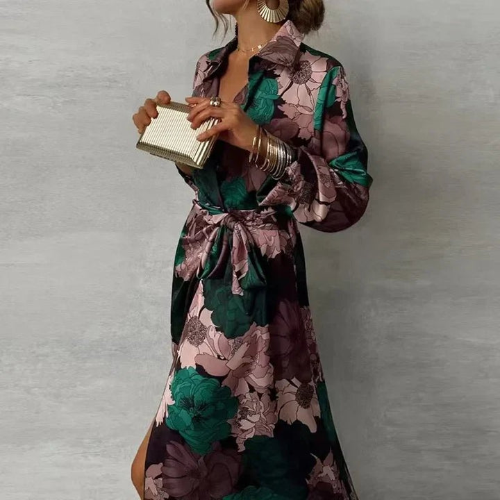 Clara - Women's Floral Wrap Long Sleeves Maxi Dress