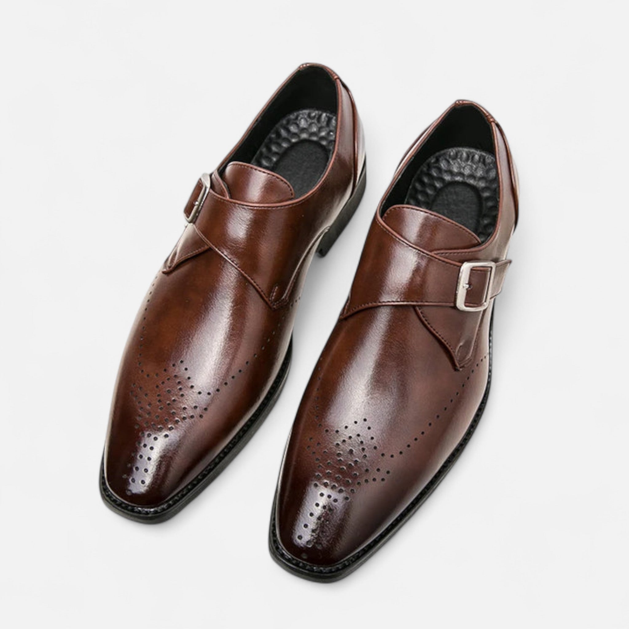 James - Men's Single Monk Strap Brogue Wedding Shoes