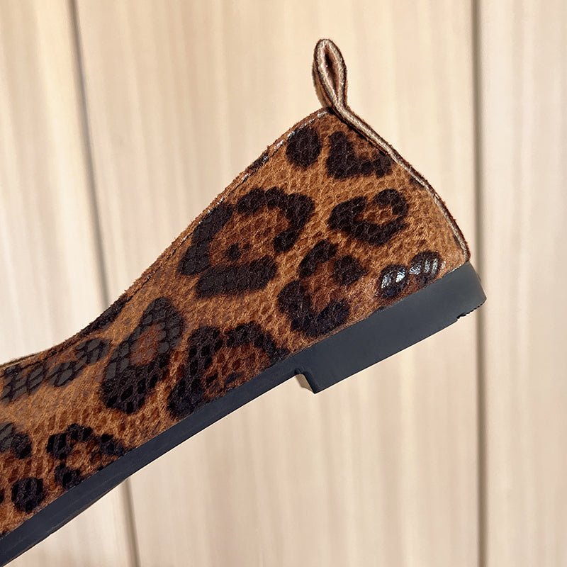 Alice - Women's Leopard Print Square Toe Ballet Flats