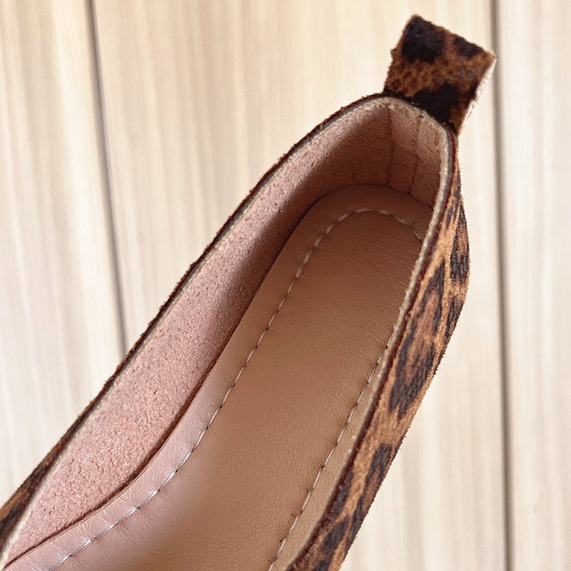 Alice - Women's Leopard Print Square Toe Ballet Flats