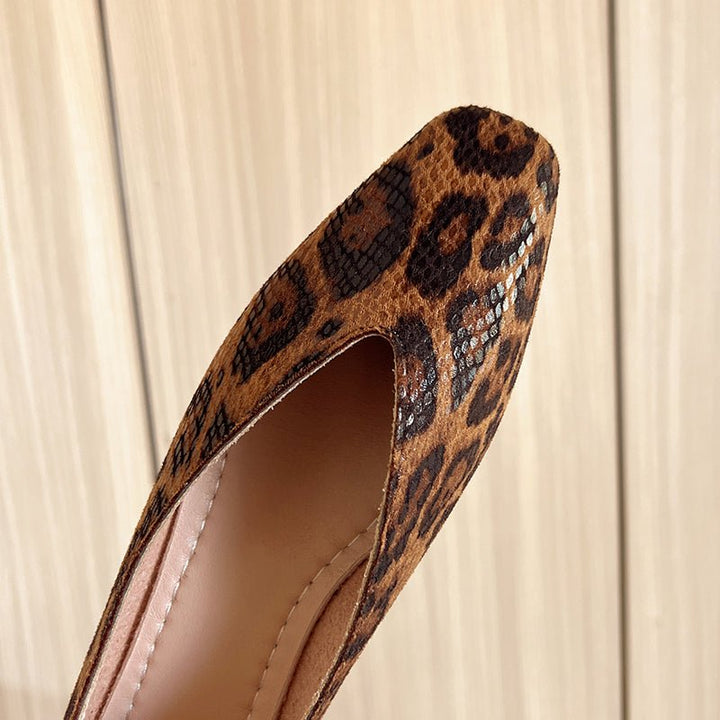 Alice - Women's Leopard Print Square Toe Ballet Flats