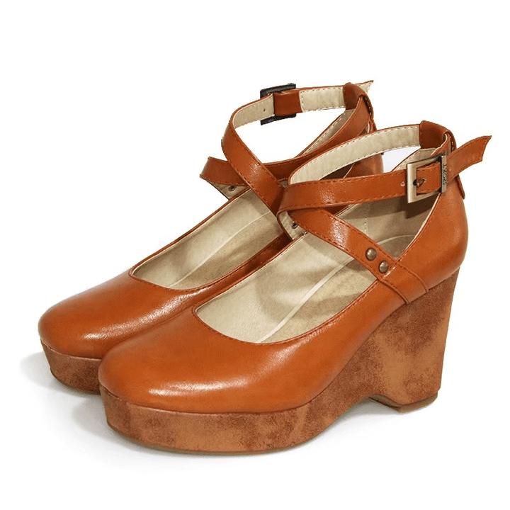 Sophie - Women's Round Toe Wedge Sandal with Ankle Strap
